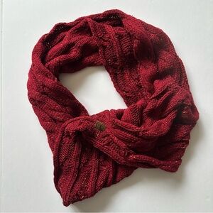 CC Burgundy Cable Knit Infinity Scarf